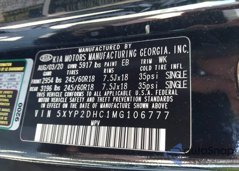 2021 Kia Telluride Lx from USA, damaged, VIN 5XYP2DHC1MG106777